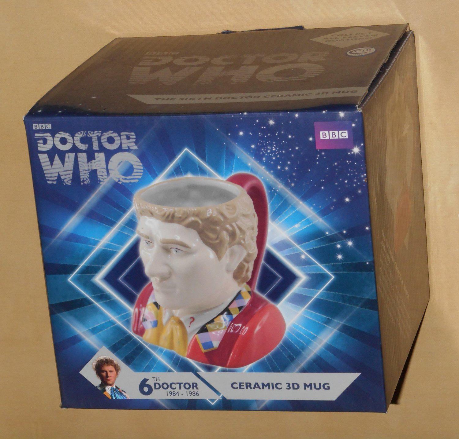 Dr Who Ceramic 3D Figural Mug Colin Baker 6th Doctor Zeon Ltd DR201 New in Box