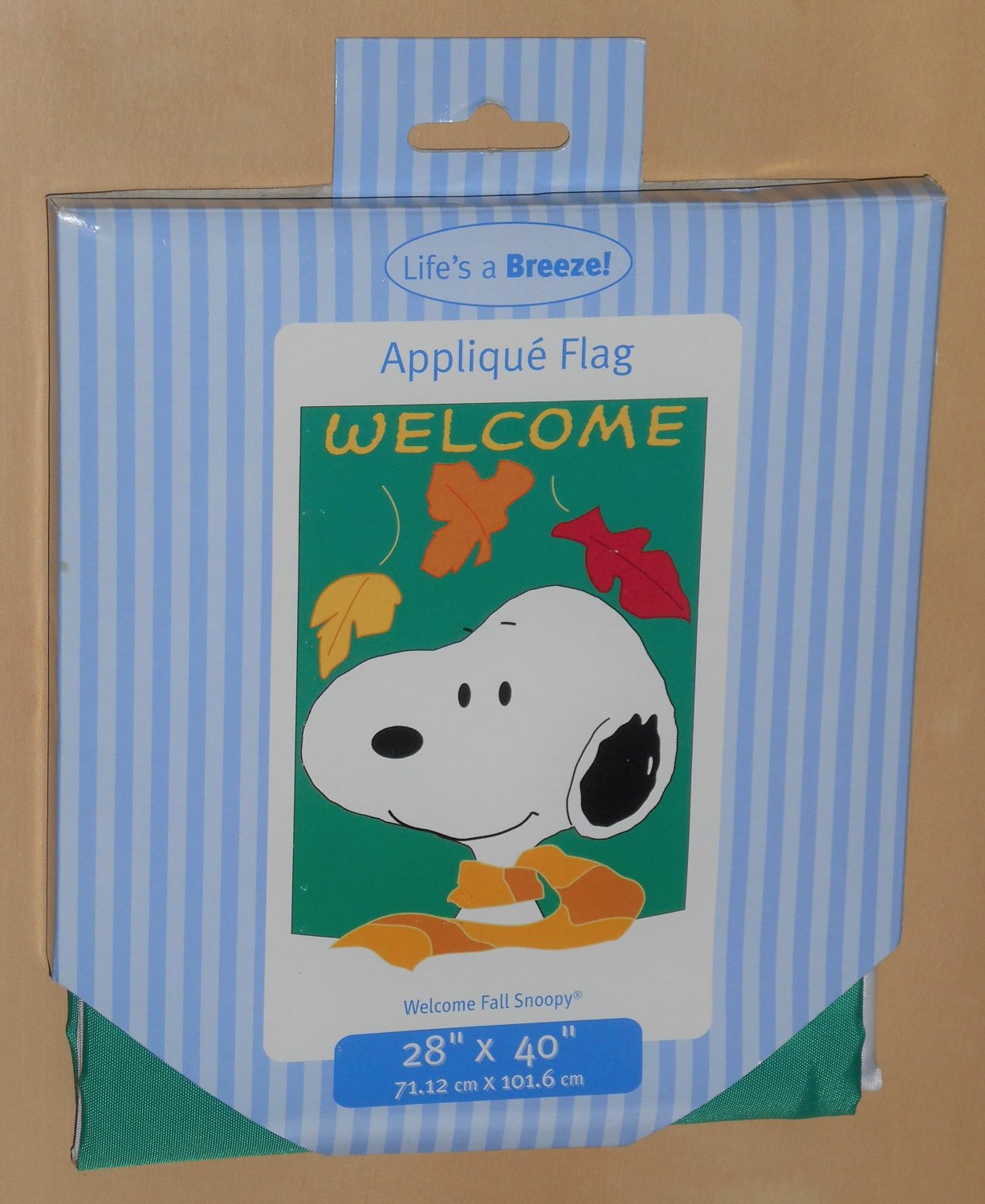 Snoopy Welcome Fall Applique Decorative Garden Flag 28 x 40 Peanuts Gang Autumn Leaves New NIP