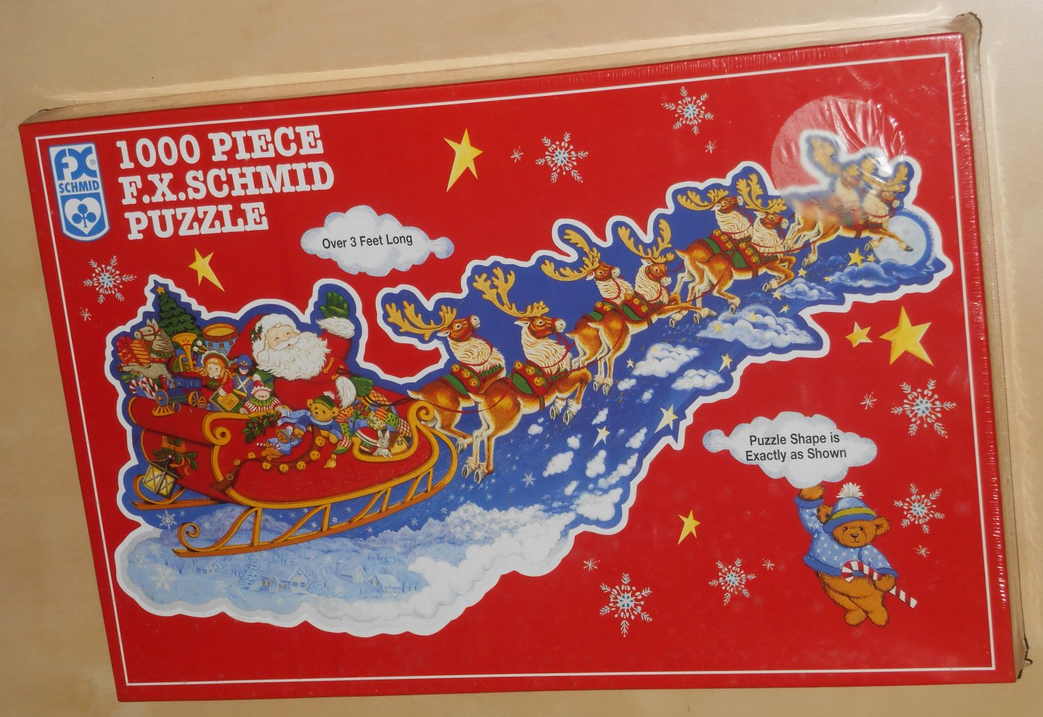 Santa's On His Way 1000 Piece Shaped Jigsaw Puzzle FX Schmid 98165 New in Box 1999 Joyce Cleveland