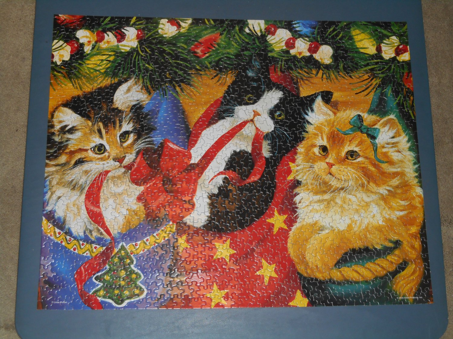 Stocking Surprise 1000 Piece Jigsaw Puzzle Cats Springbok 1JIG10500 COMPLETE Linda Picken