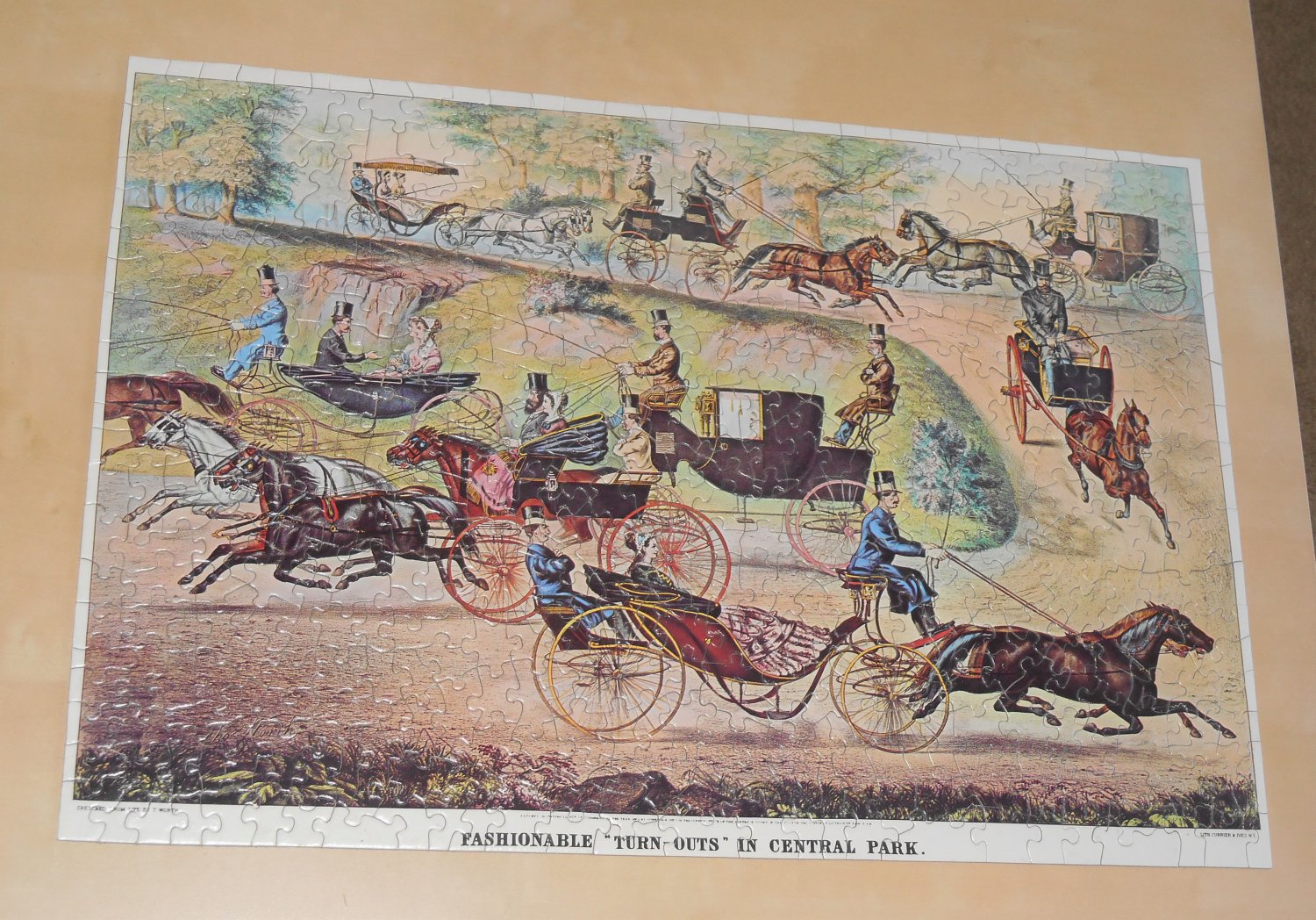 Trains Central Park Summer 500 Piece Two Sided Jigsaw Puzzle Currier & Ives JP 21-400 COMPLETE 1970
