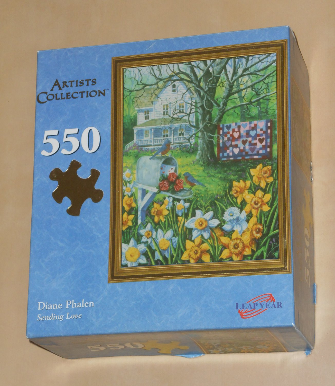 Sending Love 550 Piece Jigsaw Puzzle Birds Heart Quilt Flowers Diane Phalen 55062 Complete 2003