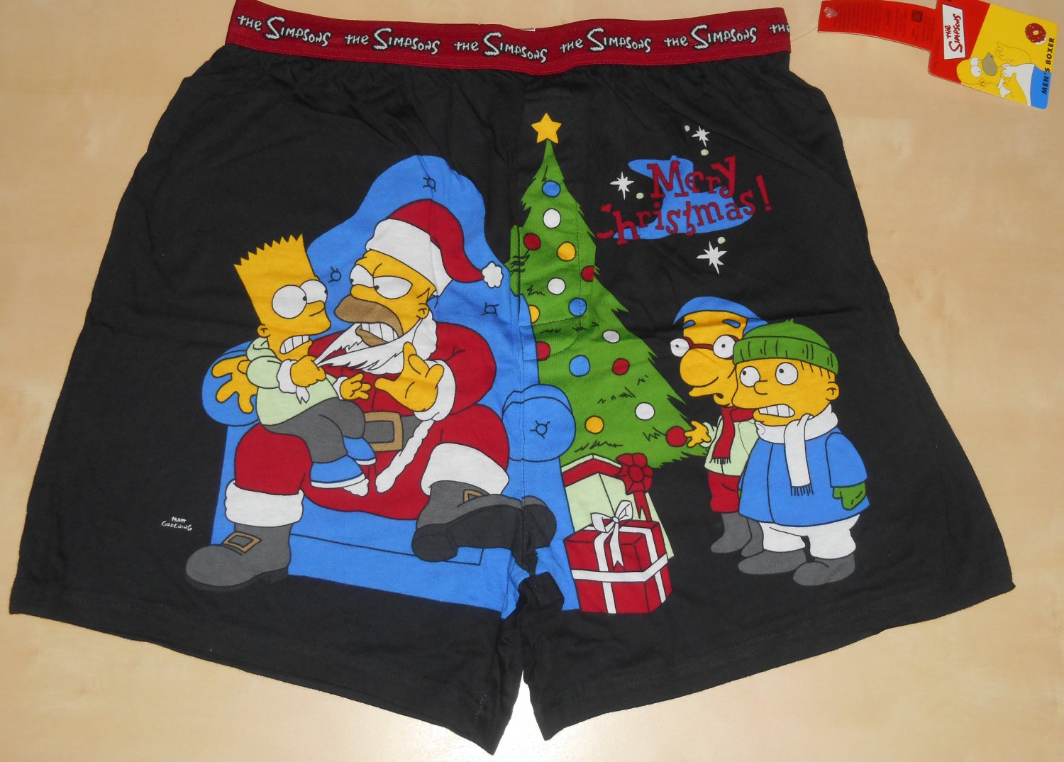 Simpsons Size Medium M Merry Christmas Boxer Shorts Homer Santa Bart Milhouse Ralph Underwear NWT