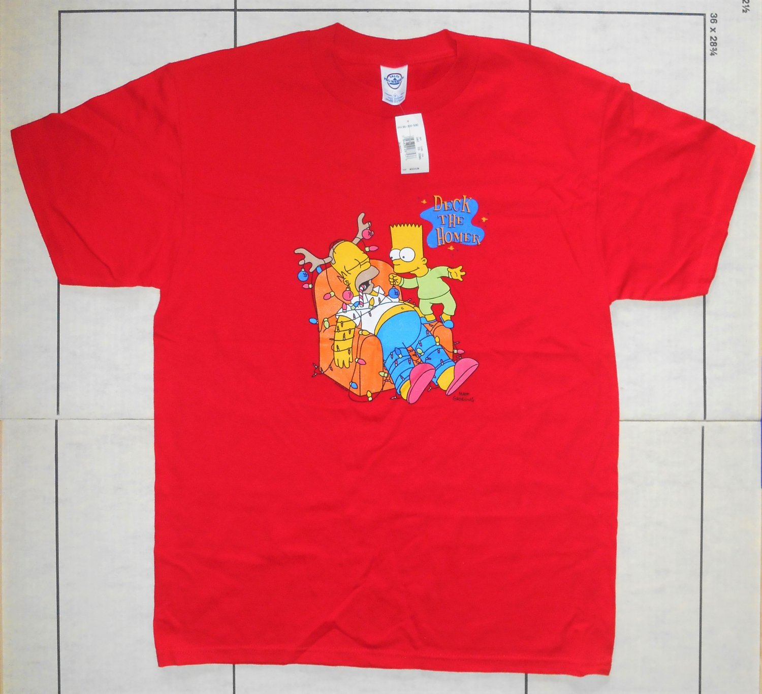 Simpsons Size Medium M Short Sleeve Deck The Homer Red Tee T Shirt Bart Simpson Christmas NWT