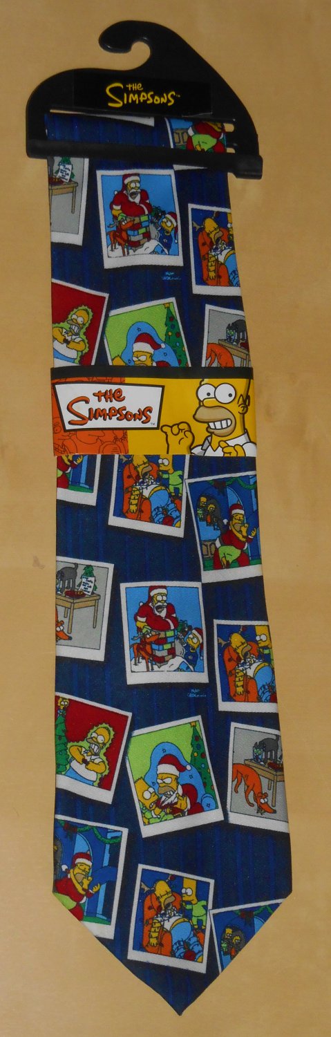 The Simpsons Montage Christmas Necktie Neck Tie Homer Bart Simpson Blue Polyester Xmas New