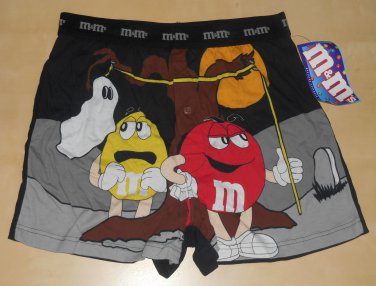 M&M's Size Large L Halloween Boxer Shorts Boxers Underwear Yellow Red NWT