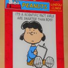 Peanuts Gang 4 Inch Window Cling Lucy It's A Scientific Fact Girls Are Smarter Than Boys Kalan NIP