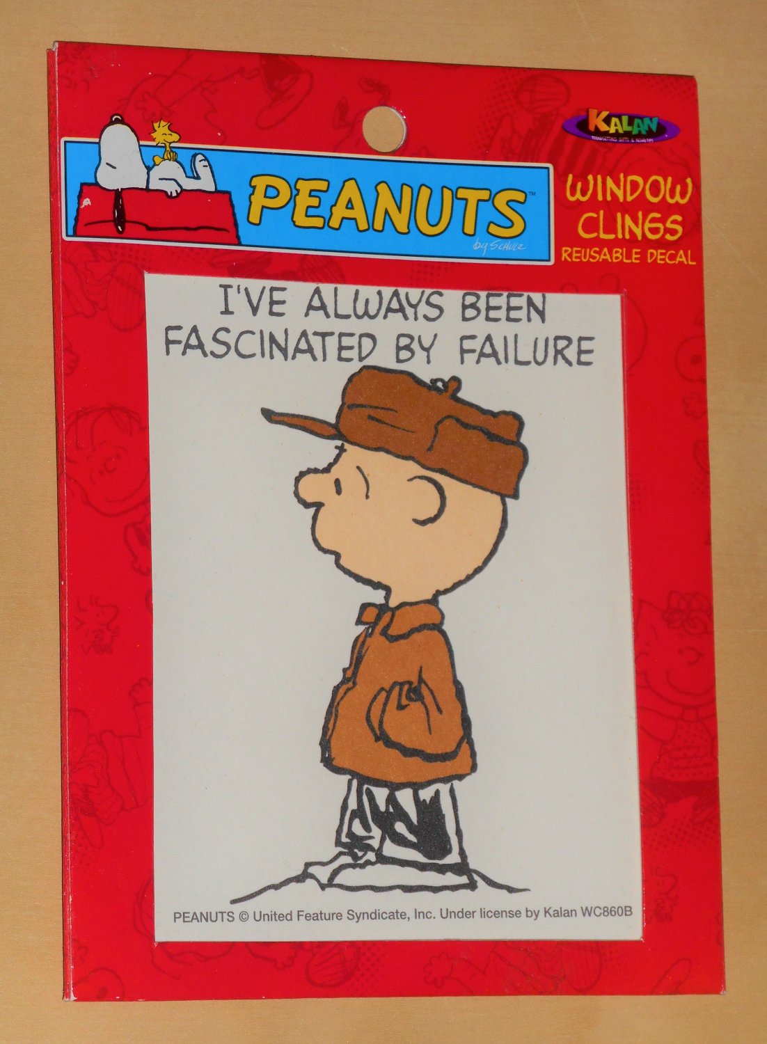 Peanuts Gang 4 Inch Window Cling Charlie Brown I've Always Been Fascinated By Failure Kalan NIP