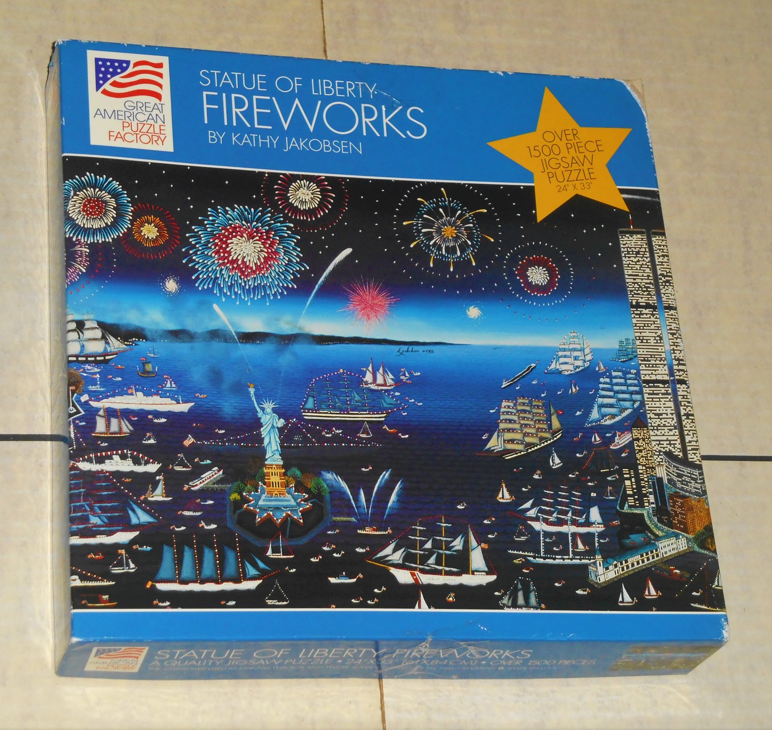 Statue of Liberty Fireworks 1500 Piece Jigsaw Puzzle GAPF 833 Kathy Jakobsen COMPLETE 1994