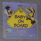 Looney Tunes Baby On Board Car Window Sign Suction Cup Road Runner Wile E Coyote NIP Warner Bros
