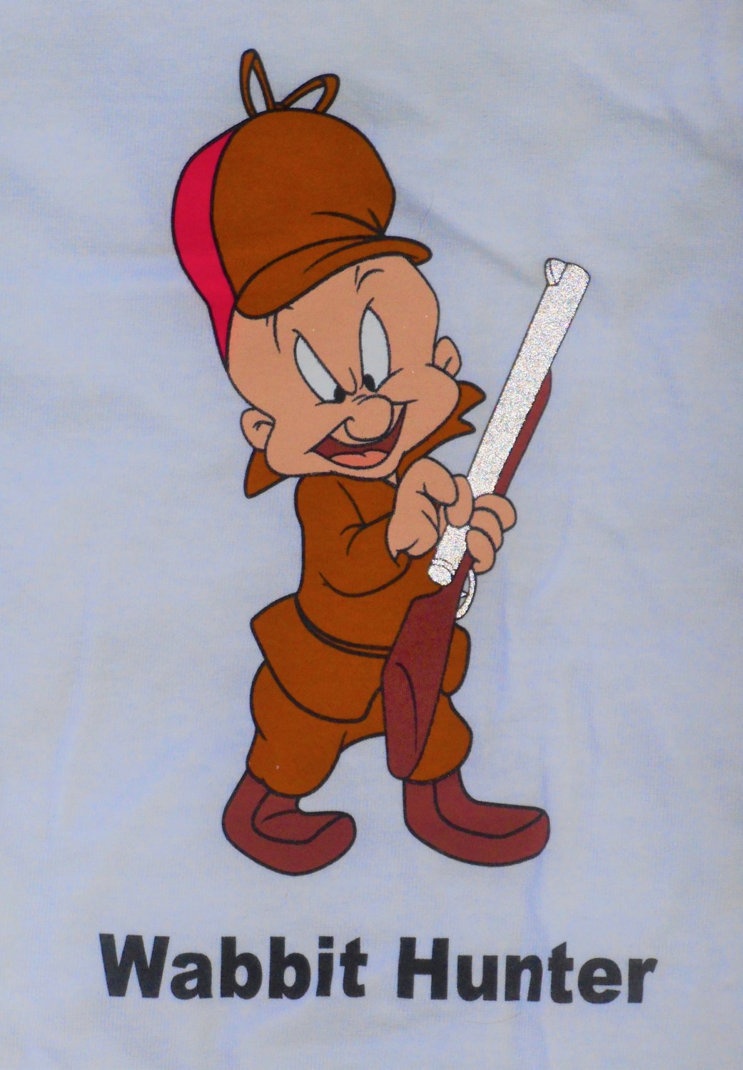 Elmer Fudd Wabbit Hunter Adult L Large Tee Shirt Short Sleeve White Cotton Looney Tunes 1998