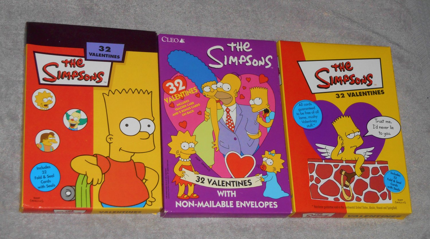 Simpsons Valentine's Cards Lot Includes 3 Boxes of 32 Homer Bart Marge ...