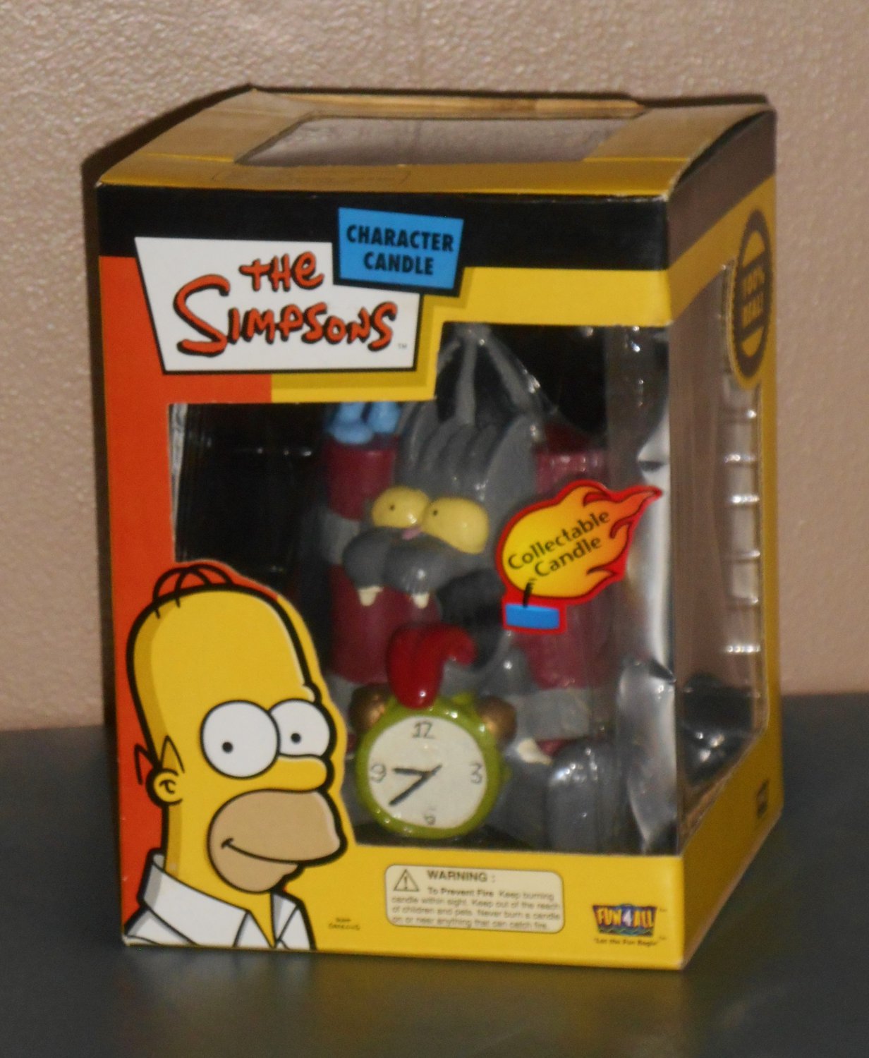 The Simpsons Itchy & Scratchy Character Candle 2003 Fun-4-All 30730 NIB New in Box