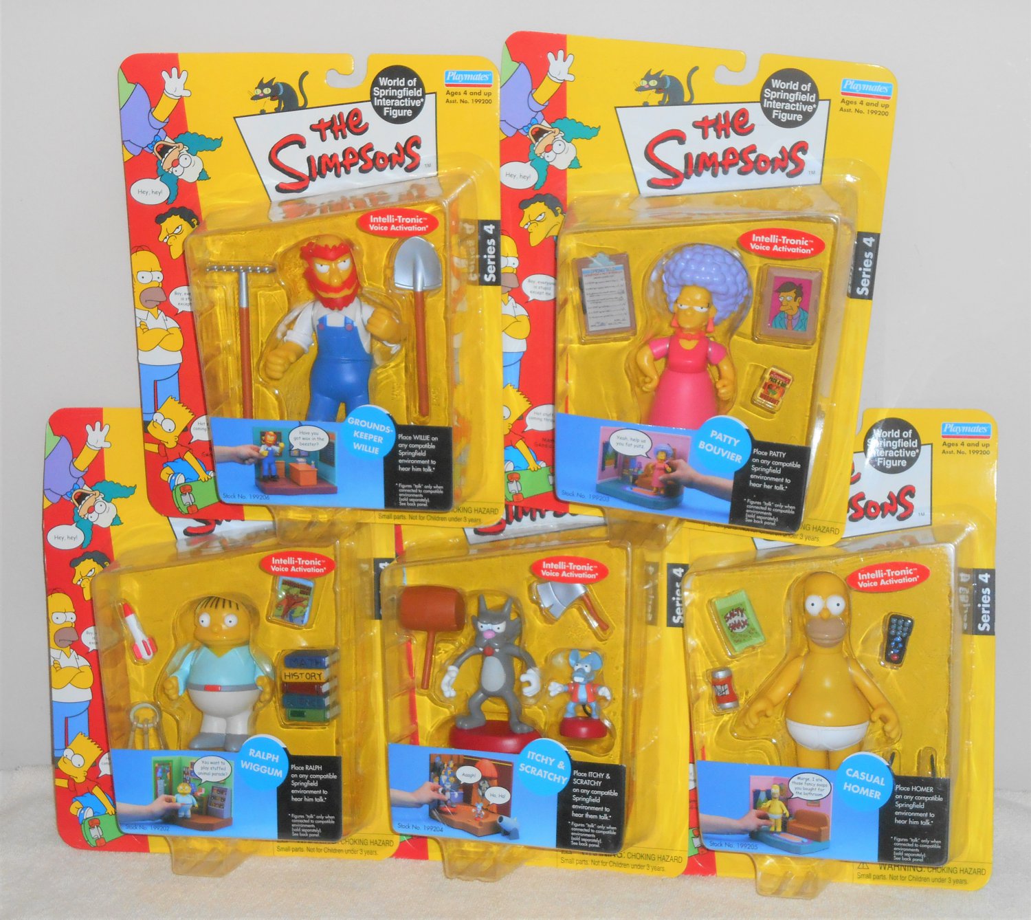 Simpsons WOS Series 4 Interactive Figures Itchy Casual Homer Ralph Patty Groundskeeper Willie NIP