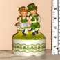 Lefton 06709 Ceramic Irish Dancing Couple Wind-Up Music Box Clovers My Wild Irish Rose Green 1988