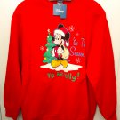 Mickey Mouse Christmas Sweatshirt Large L Tis The Season To Be Jolly Red Long Sleeve Disney NWT