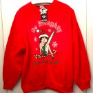Betty Boop Christmas Sweatshirt Extra Large Be Naughty Save Santa The Trip Red Long Sleeve NWT