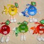 M&M's Brand Plush Toy Clip-On Keychain Lot of Five M&M Orange Red Blue Green Yellow NWT 2003