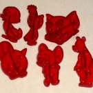 Loew's Cookie Cutters Set Red MGM Cartoons Tom & Jerry Barney Bear Droopy Dog Lucky Ducky Tuffy 1956