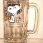 Snoopy Woodstock Clear Glass Drinking Handled Mug Root Beer Peanuts Gang Comic Strip Charles Schultz