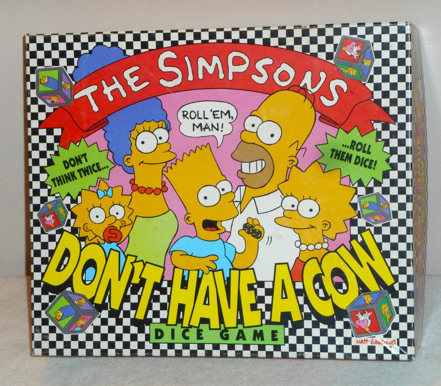 Don't Have a Cow Dice Game MB 4025 Homer Bart Marge Lisa Maggie Complete 1990 The Simpsons