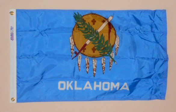 Oklahoma State Flag 2' x 3' NYL-GLO Annin 144350 Nylon Bunting Brass Grommets Canvas Header USA