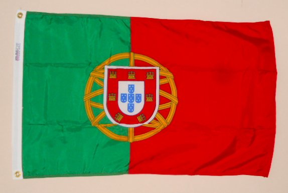 Portuguese National Flag Portugal 2' x 3' NYL-GLO Annin 196846 Nylon Bunting Brass Grommets Canvas