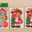 Vintage Raggedy Ann Andy Seals Stickers Hallmark Holiday Christmas Wreath Mistletoe Sealed
