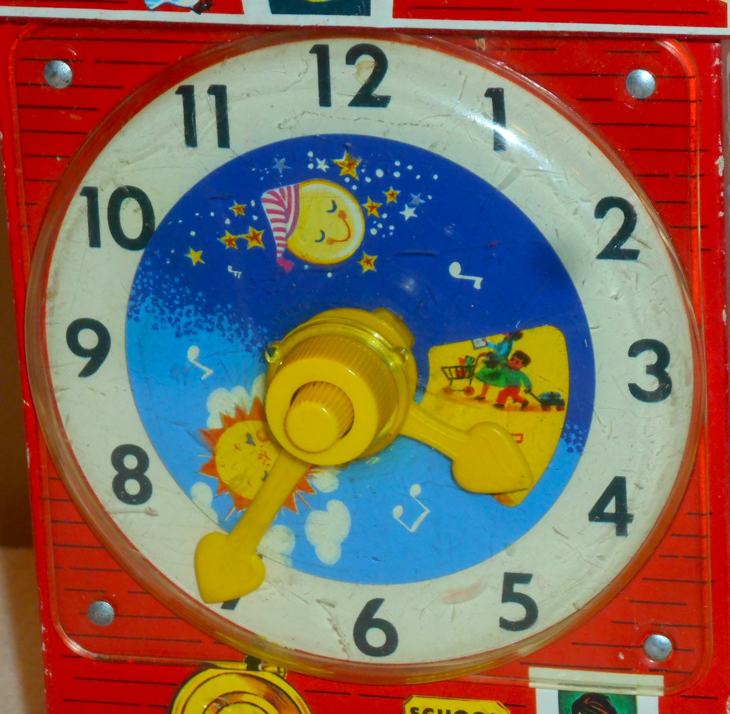 Original Vintage Fisher Price Toys Teaching Clock 998 FP 1968 WindUp