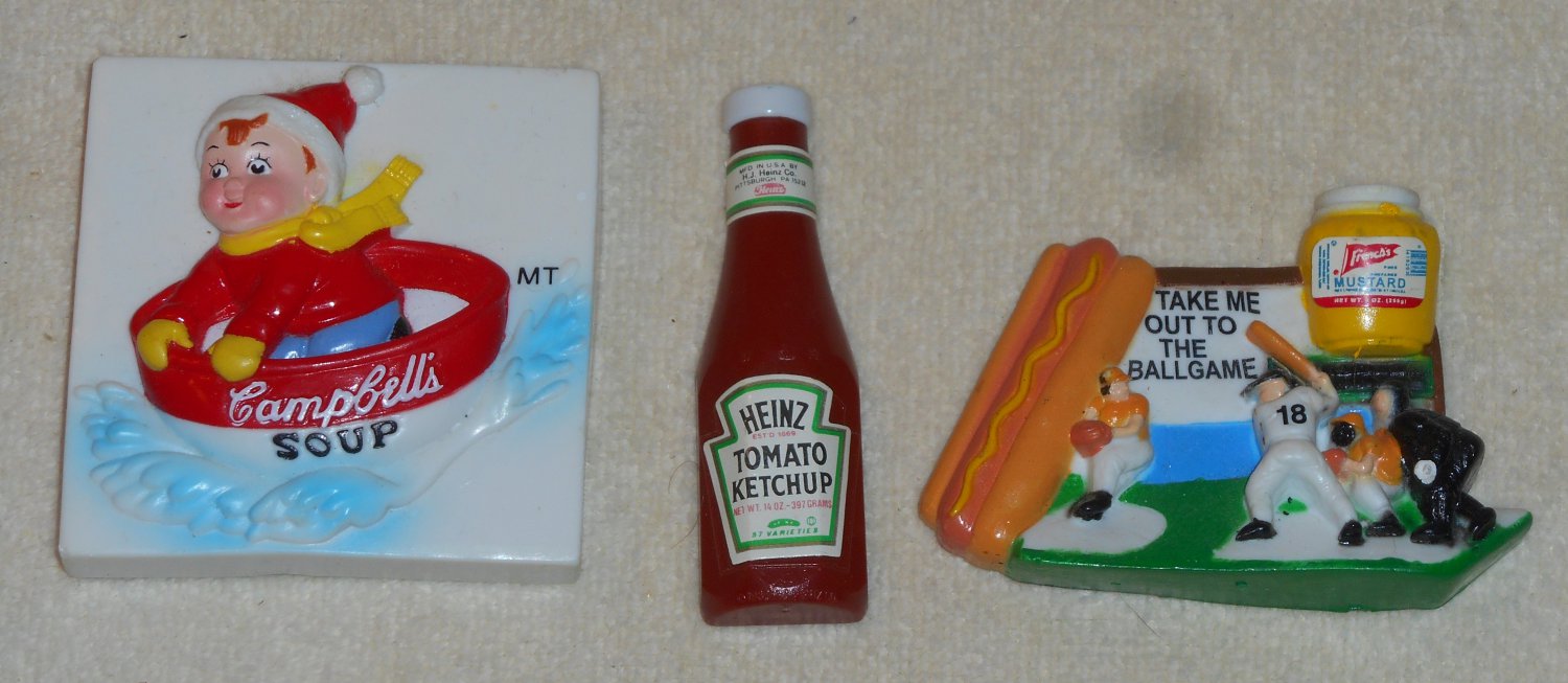 Campbell's Soup Heinz Tomato Ketchup French's Mustard Refrigerator Fridge Magnets Food Related