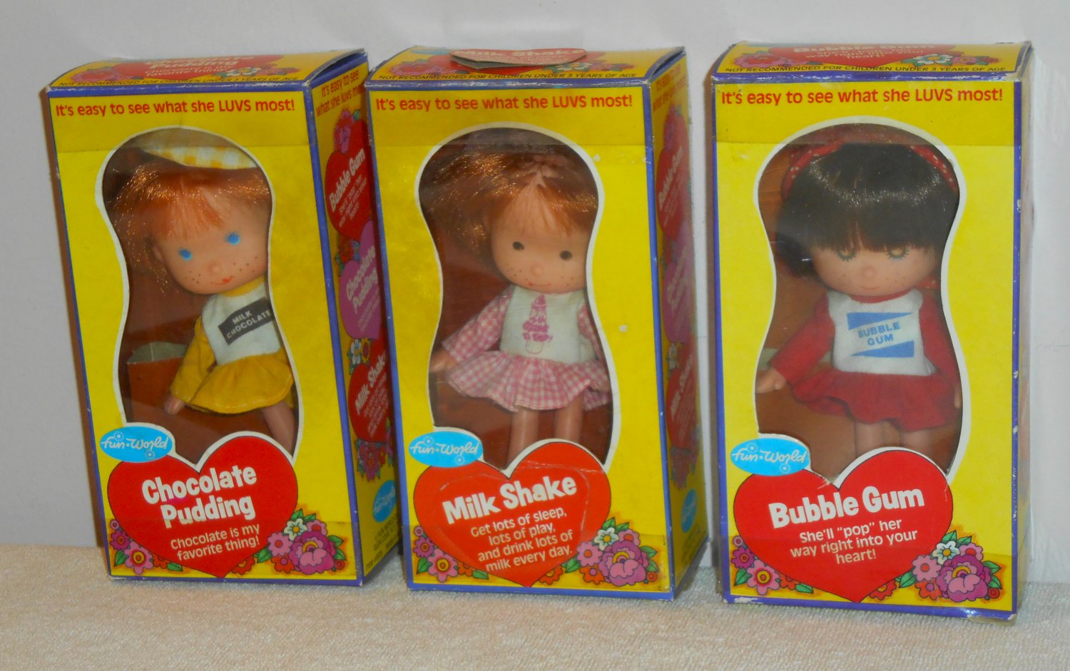 Vintage Fun World Doll Set Chocolate Pudding Milk Shake Bubble Gum 8635