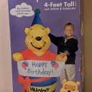 Winnie the Pooh Happy Birthday 4 Feet Tall Airblown Fan Inflatable Disney Easy Set Up Gemmy NIB