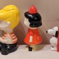 Vintage Peanuts Avon Bottles White Milk Glass + 4" Plastic Snoopy Ornament Lucy Schroeder Doghouse