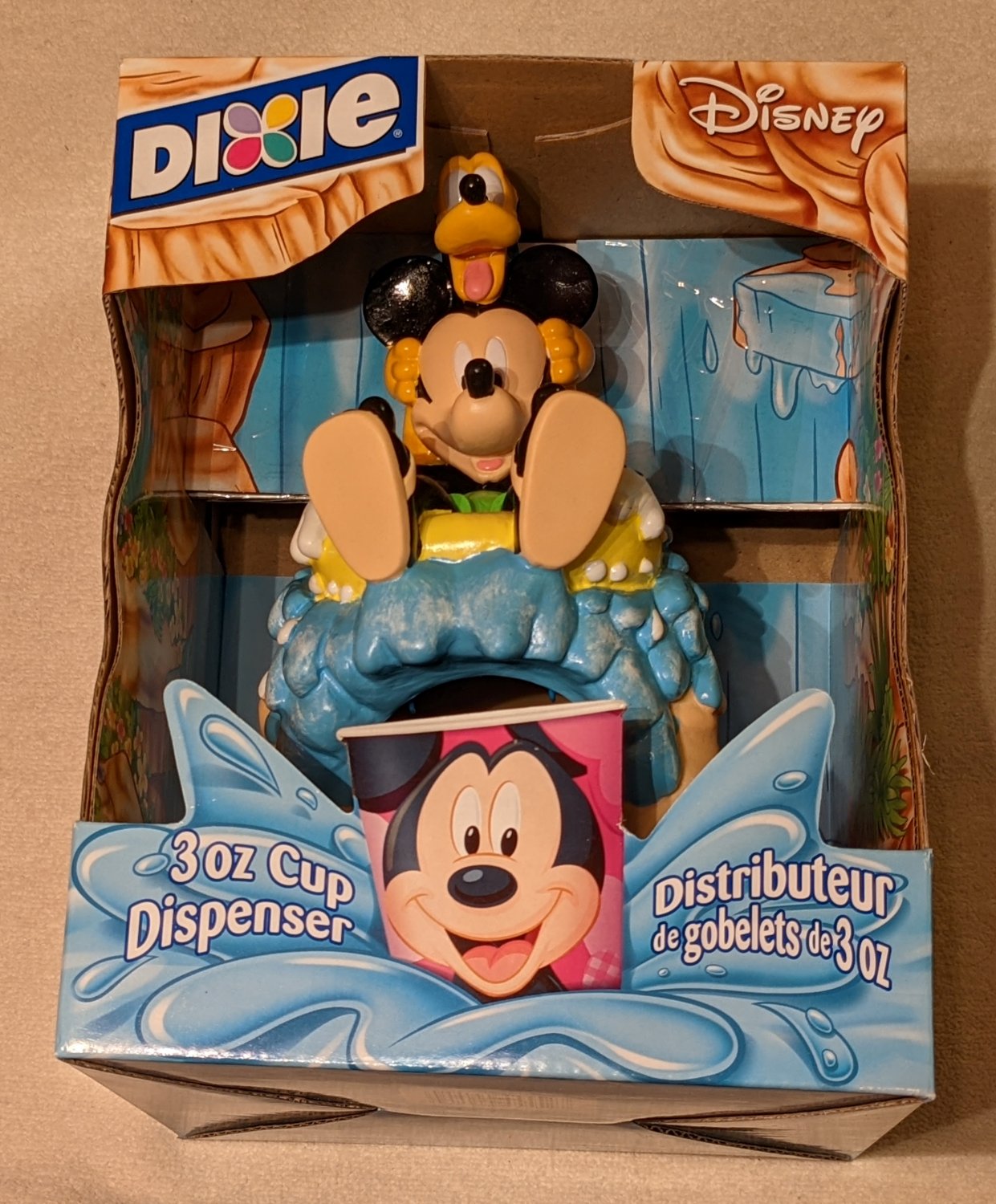 Disney Three (3) Ounce Dixie Cup Dispenser Mickey Mouse Pluto Splash Mountain Water Tubing NIB