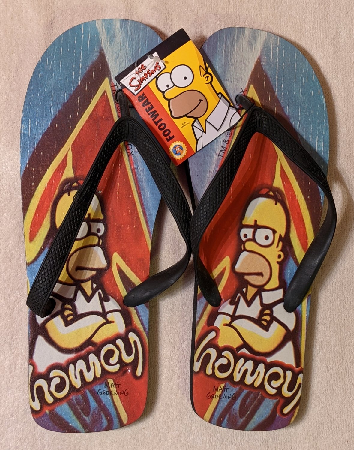 Homer Simpson Homey Men's Flip Flops Size XL 13-14 SG Footwear NWT 2005 The Simpsons