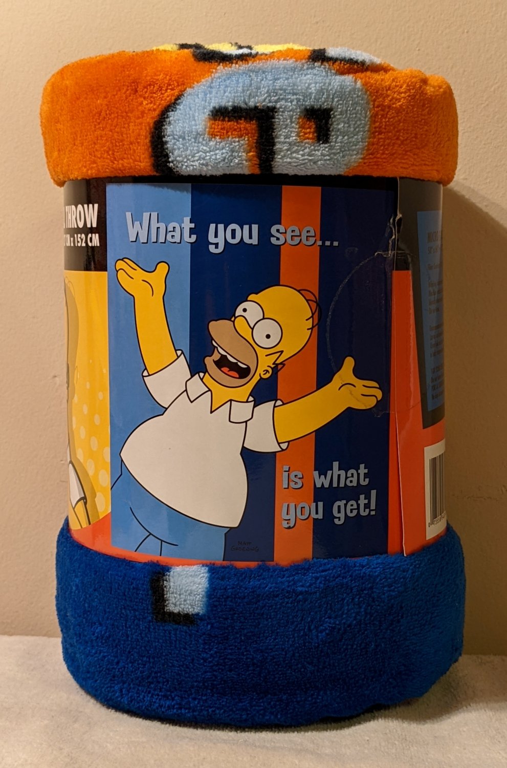 Homer Simpson Micro Raschel Throw Polyester Blanket 50 x 60 Franco NIP 2007 What You See Is You Get