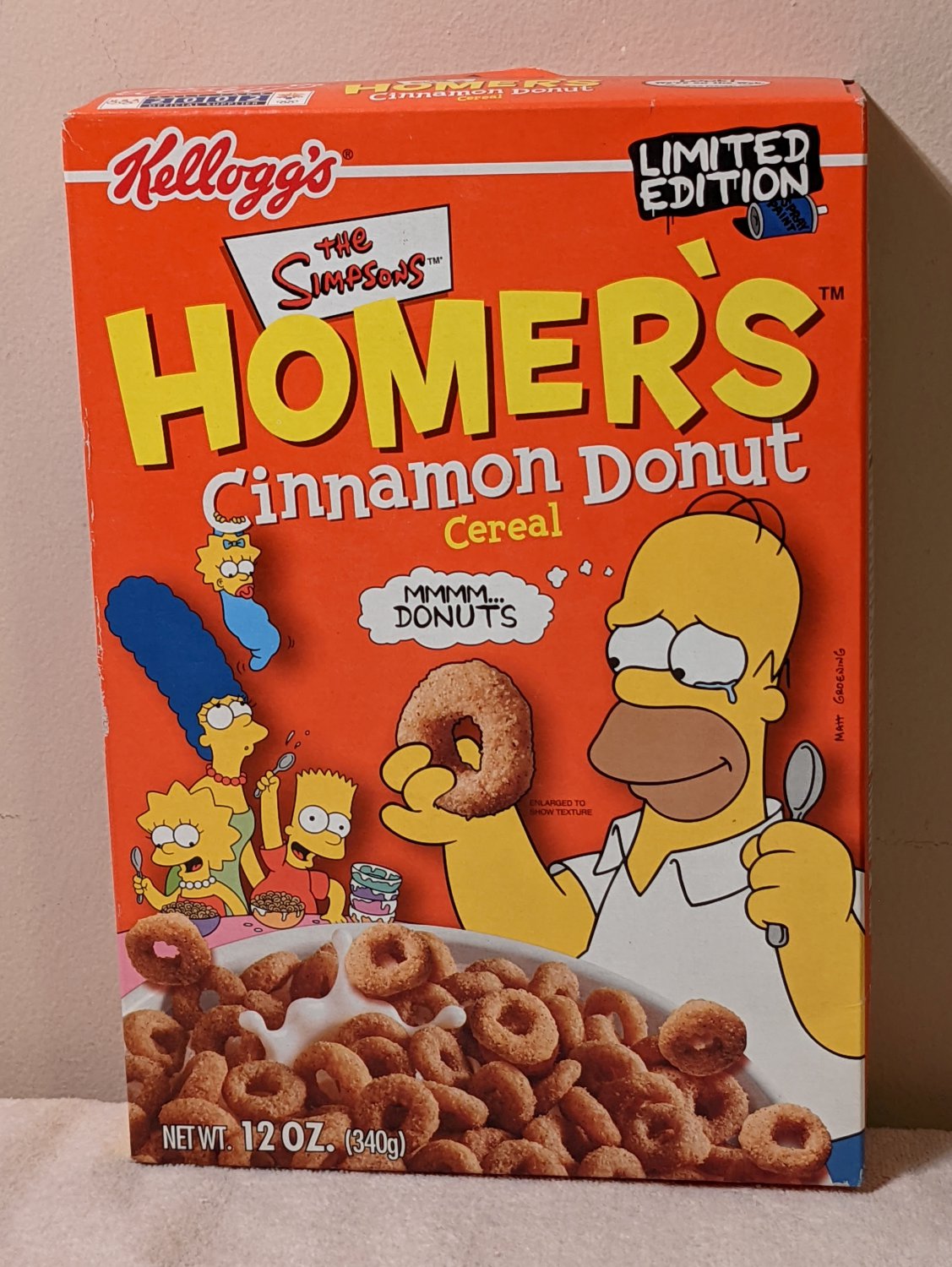 Kellogg's Cereal Homer Simpson Homer's Cinnamon Donut Limited Edition Unopened 2001