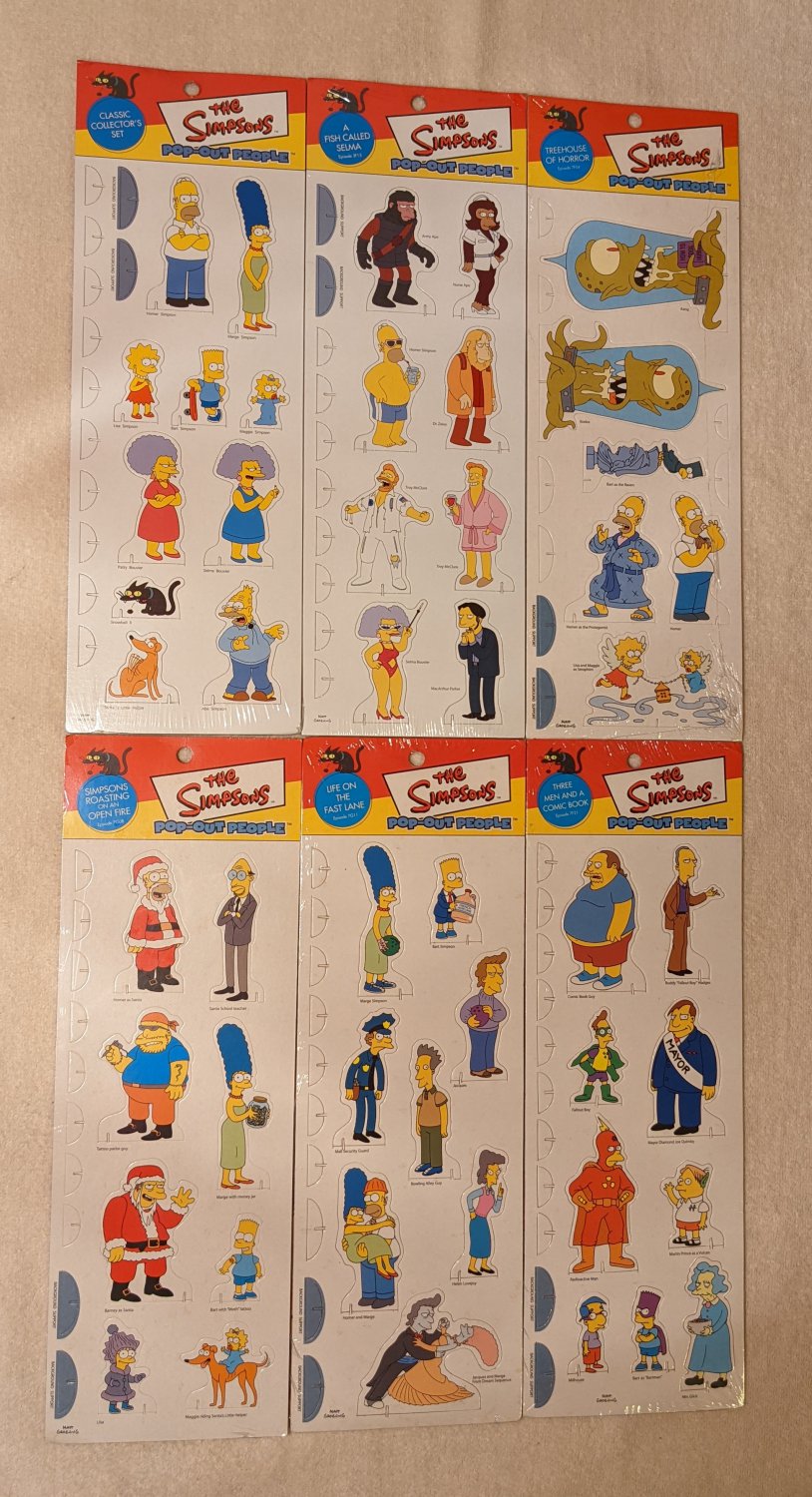 Simpsons Pop-Out People Characters Backgrounds Six Different 7 Total Sets Dark Horse Comics 2001 NIP