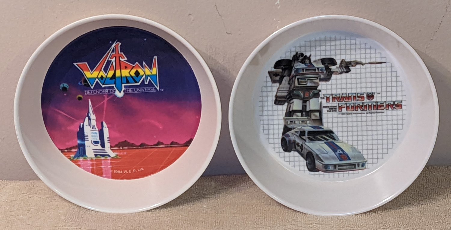 Transformers + Voltron Children's Child's Cereal Food Bowls Melamine 1984 Dinnerware