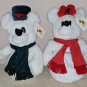 Snow Mickey Minnie Mouse 15 Inch Plush Snowman Figures Walt Disney World Scarf Holly White Red Green