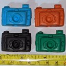 Soft Rubber Camera Novelty Eraser Pencil Topper Qty 4 Colors USA Yellow Blue Pink Orange Green Black