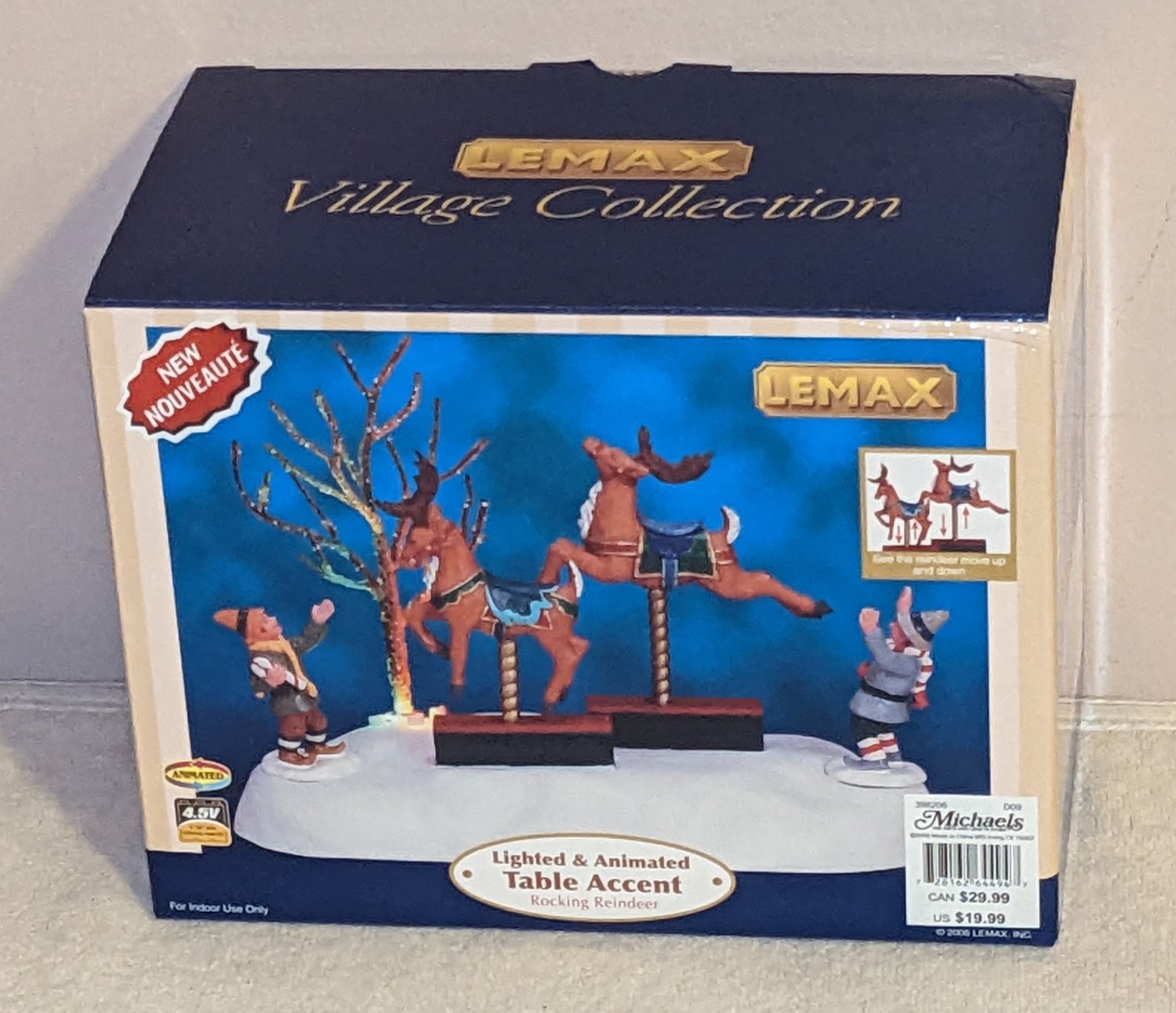 Lemax 64494 Rocking Reindeer Lighted & Animated Table Accent Village Collection Retired 2006