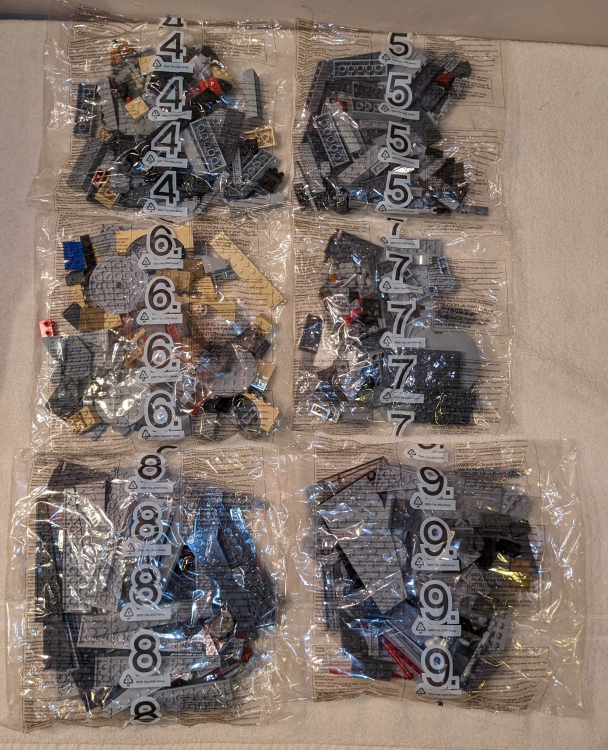 LEGO 75105 Star Wars Millennium Falcon Factory Sealed Bags 4 5 6 7 8 9 Incomplete Set 2015