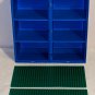 LEGO Blue Bricks Blocks Parts Storage Case With Dividers Carrying Handle Green Base Plates 1989