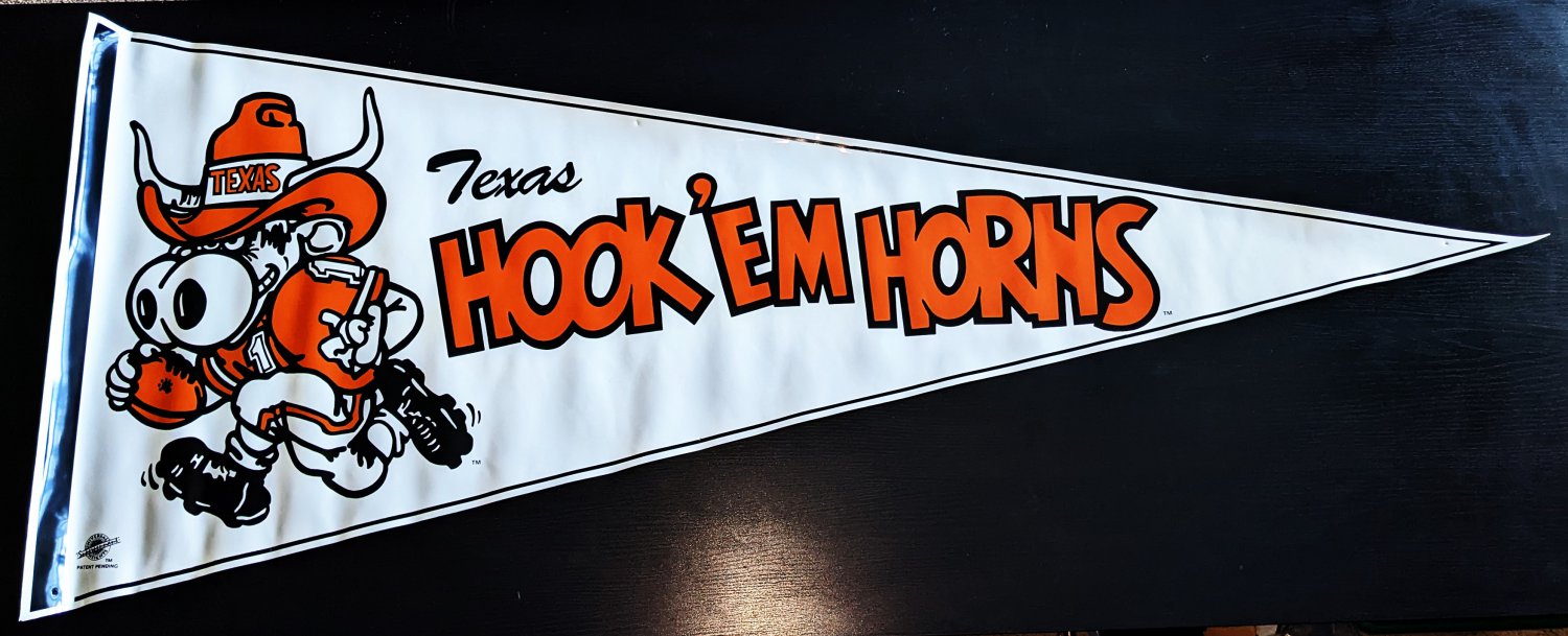 Texas Longhorns HOOK 'EM HORNS 48" Vinyl Pennant Banner Man Cave Universal Heights Superpennant