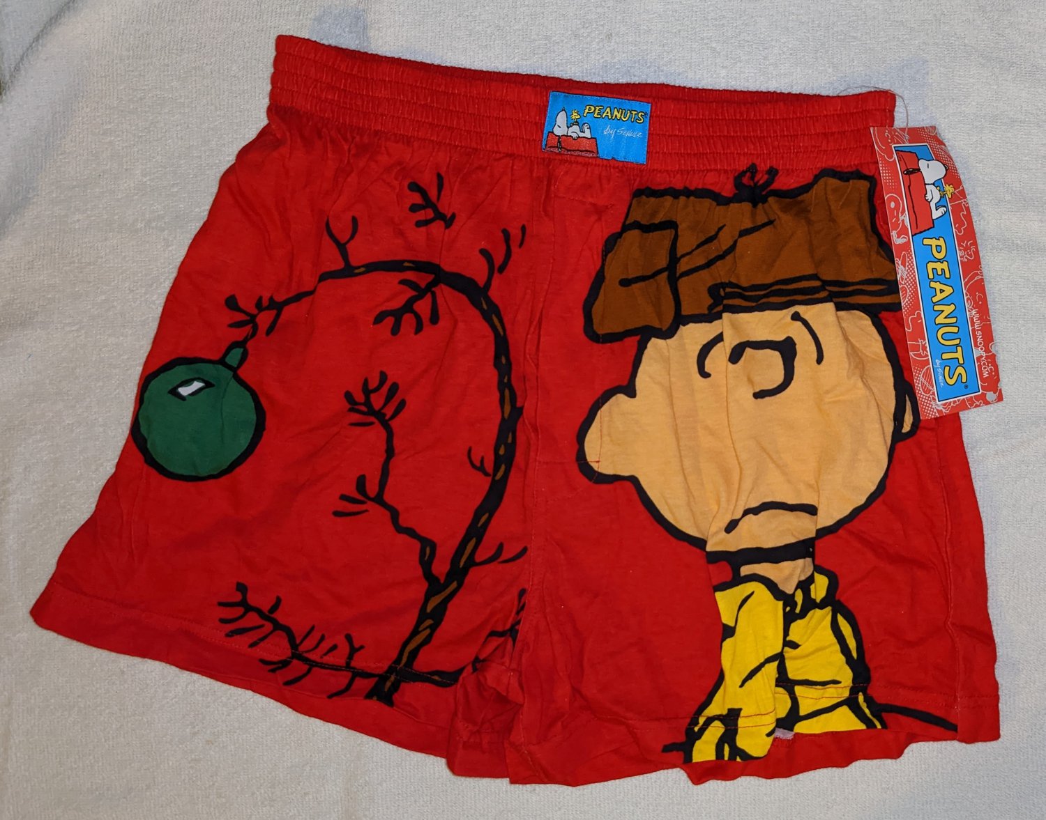 Peanuts Gang Medium M 32-34 Christmas Boxer Shorts Underwear Red Tree Charlie Brown NWT