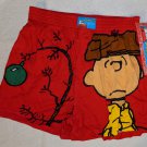 Peanuts Gang Medium M 32-34 Christmas Boxer Shorts Underwear Red Tree Charlie Brown NWT