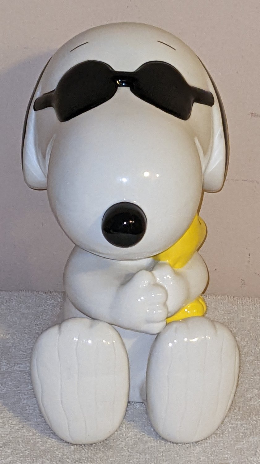 Joe Cool Snoopy & Woodstock Ceramic Coin Bank Westland Giftware 8352 Peanuts Gang