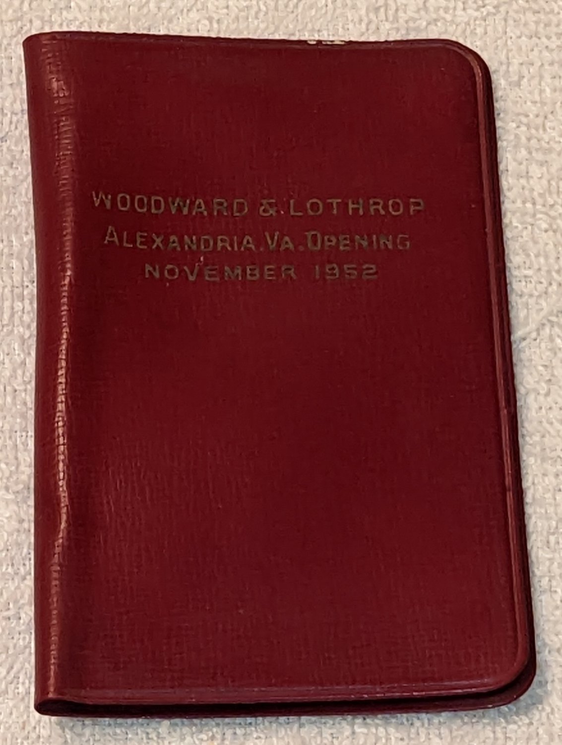 1952 Woodward & Lothrop Woodies Mini Vinyl Notepad Folder Paper Pencil Alexandria Va Opening