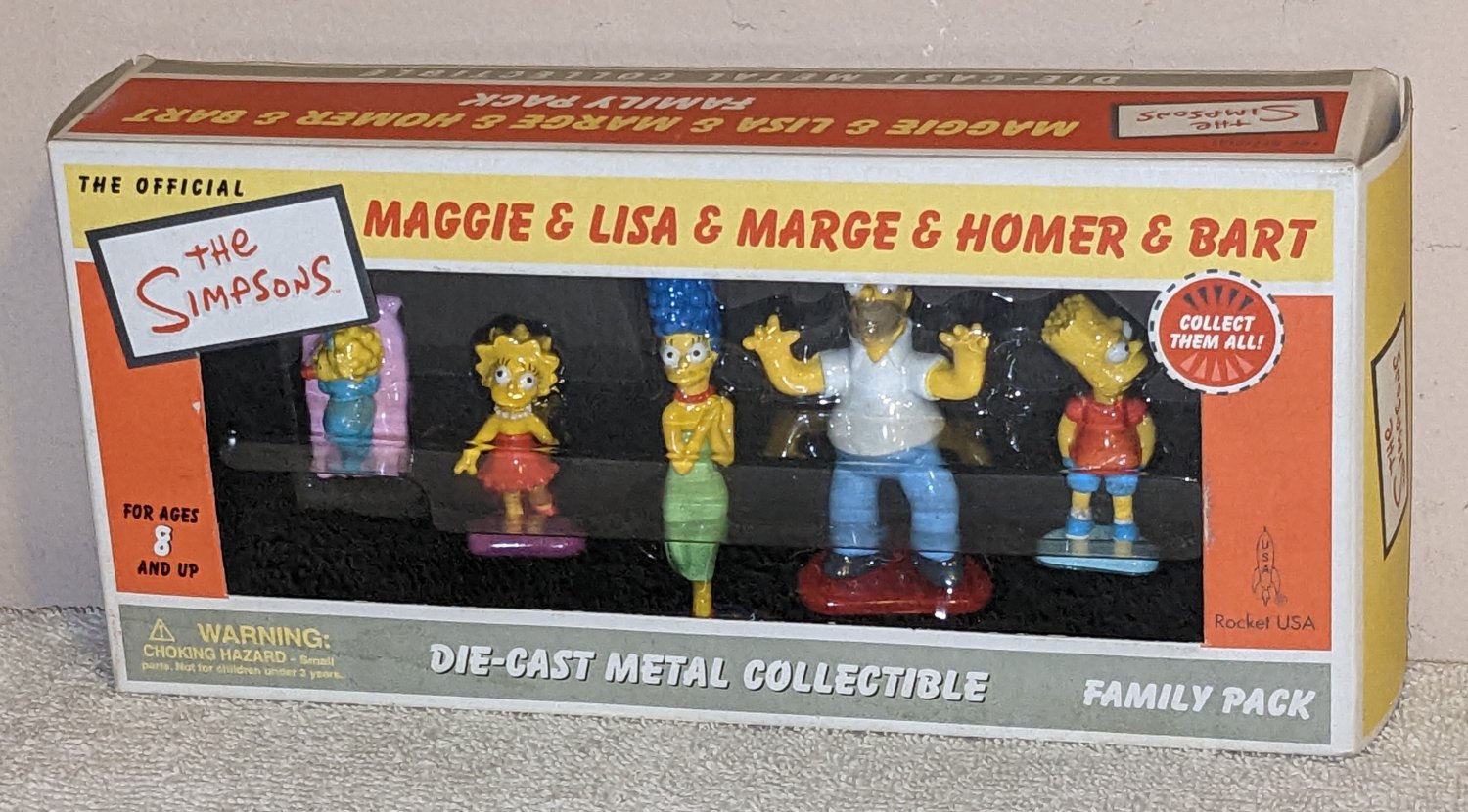 Simpsons Die-Cast Metal Collectible Figures Family Pack Rocket USA 2002 Homer Marge Bart Lisa Maggie